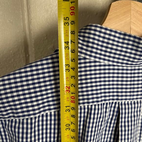 Ralph Lauren Yarmouth 100% Cotton 17 34/35 Checkered Blue - Picture 4 of 6